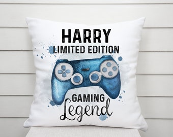 Personalised Kids Gaming Cushion/ Card, Personalized gift for Girls Boys, gaming gift,childrens personalised pillow.