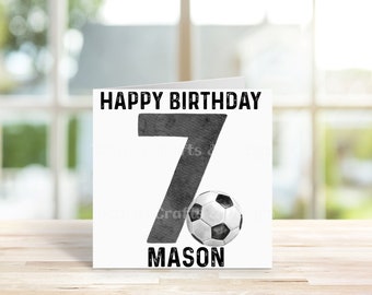 Personalised Football number Birthday Card, Boys Birthday Card, Footy Card, Happy Birthday, Personalized Card.