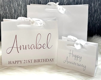 NEXT DAY DISPATCH - Personalised Birthday Luxury Ribboned Gift Bag- Fast Track-Quick post Bags, Weddings, Christmas, Anniversary,baby shower