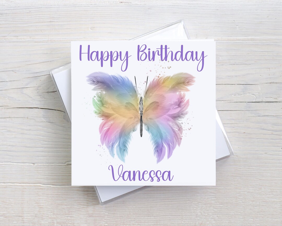 NEXT DAY DISPATCH - Personalised Butterfly Birthday Card - Rainbow ...