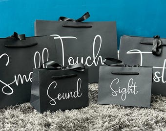 NEXT DAY DISPATCH - Five Senses Luxury Ribboned Gift Bag- Fast Track-Quick post Bags, Taste, Touch, Sight, Smell, Sound, 5 Senses