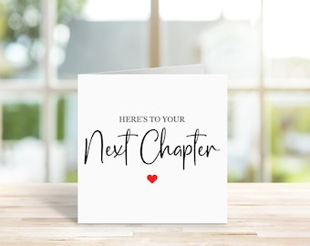 ¡Brindemos por tu próximo capítulo! – Elegante tarjeta para celebrar un hito importante, un nuevo comienzo, graduación, jubilación, divorcio, nuevo trabajo, ruptura, nuevo hogar.