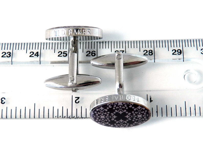 Ted Baker Archive Oval Fleur-de-lis Patterned Cufflinks Vintage Men/'s Jewelry
