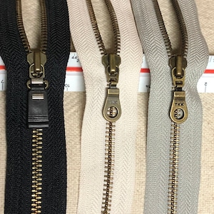 Zipper - antique brass colour