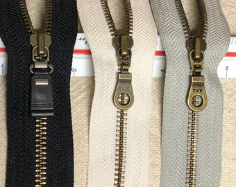 Zipper - antique brass colour