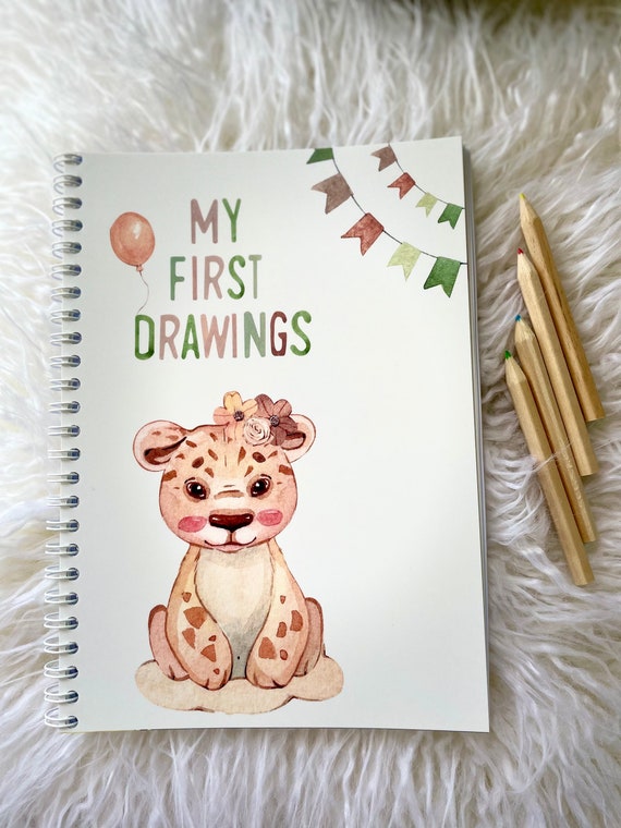 Baby Tiger Themed Drawing Book, Kids Drawing Book, Spiral Notebook, Party  Activity, Party Favor 