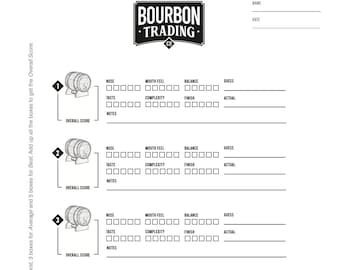 Cómo hacer una cata virtual de bourbon, fichas de cata de bourbon