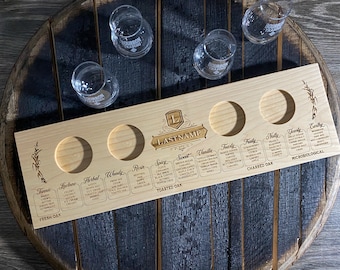 Tabla de degustación de whisky bourbon vintage personalizada