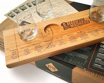 Tabla de degustación de bourbon de madera dura y kit de cata