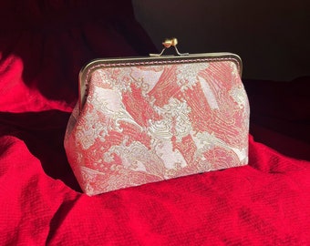 Clutch, pink clutch, evening bag, handmade evening handbag, with oriental fantastic