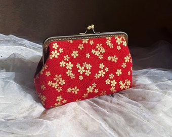 Japanese bag, red shoulder bag, cherry blossom bag, sakura bag, japan clutch