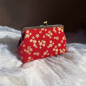 Japanese bag, red shoulder bag, cherry blossom bag, sakura bag, japan clutch image 1