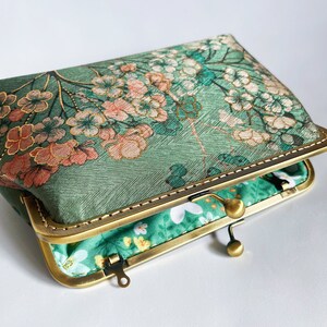 Clutch, green clutch, evening bag, handmade evening handbag, with oriental flower print image 4