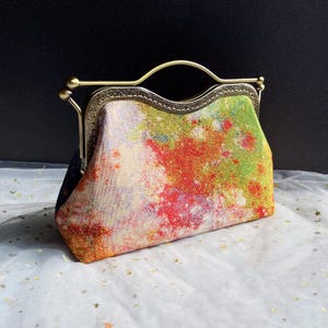Sac bandoulière japonais, sac coloré, sac de soirée, sac femme, sac de mariage, sac vert orange.pochette verte.pochette de soirée. embrayage avec chaîne