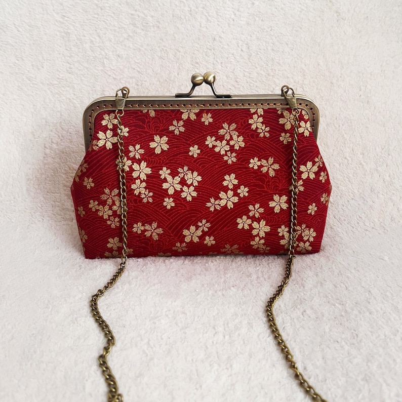 Japanese bag, red shoulder bag, cherry blossom bag, sakura bag, japan clutch image 2