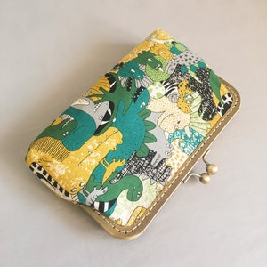 Green case-tips bag-bag-green wallet-clutch Japanese dinosaur-carrying glasses fabric Japanese image 3