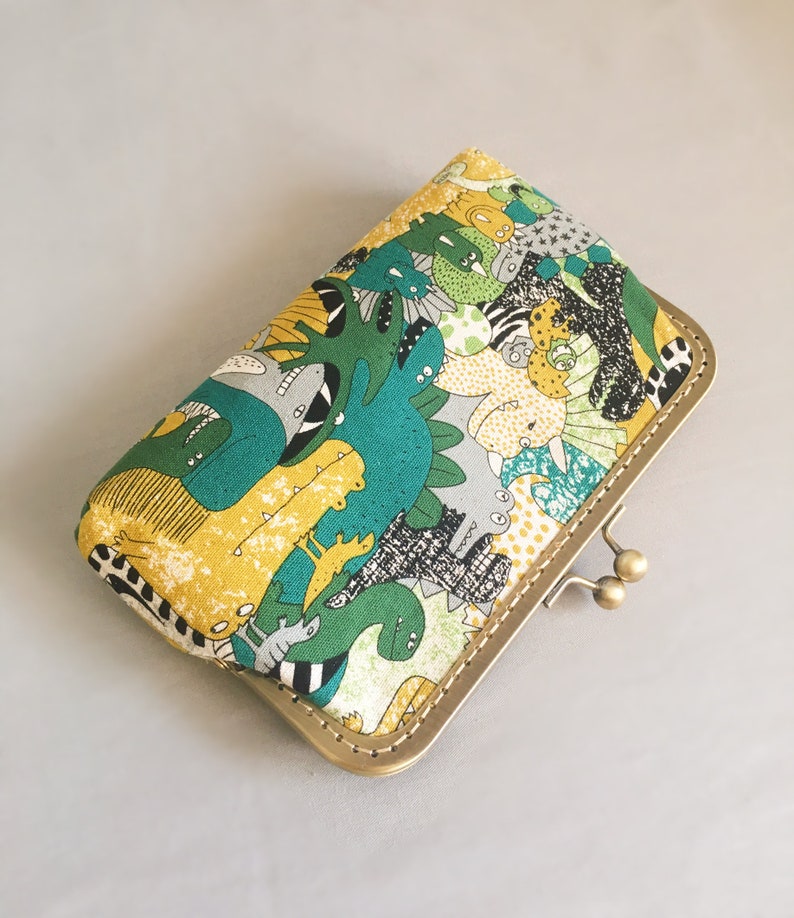 Green case-tips bag-bag-green wallet-clutch Japanese dinosaur-carrying glasses fabric Japanese image 3