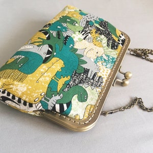 Green case-tips bag-bag-green wallet-clutch Japanese dinosaur-carrying glasses fabric Japanese image 5