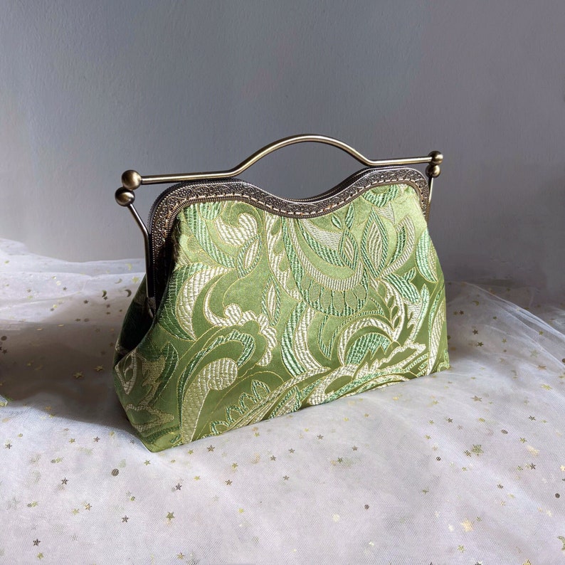 Bolso verde, bolso de hombro, bolso de noche, bolso de boda verde imagen 1