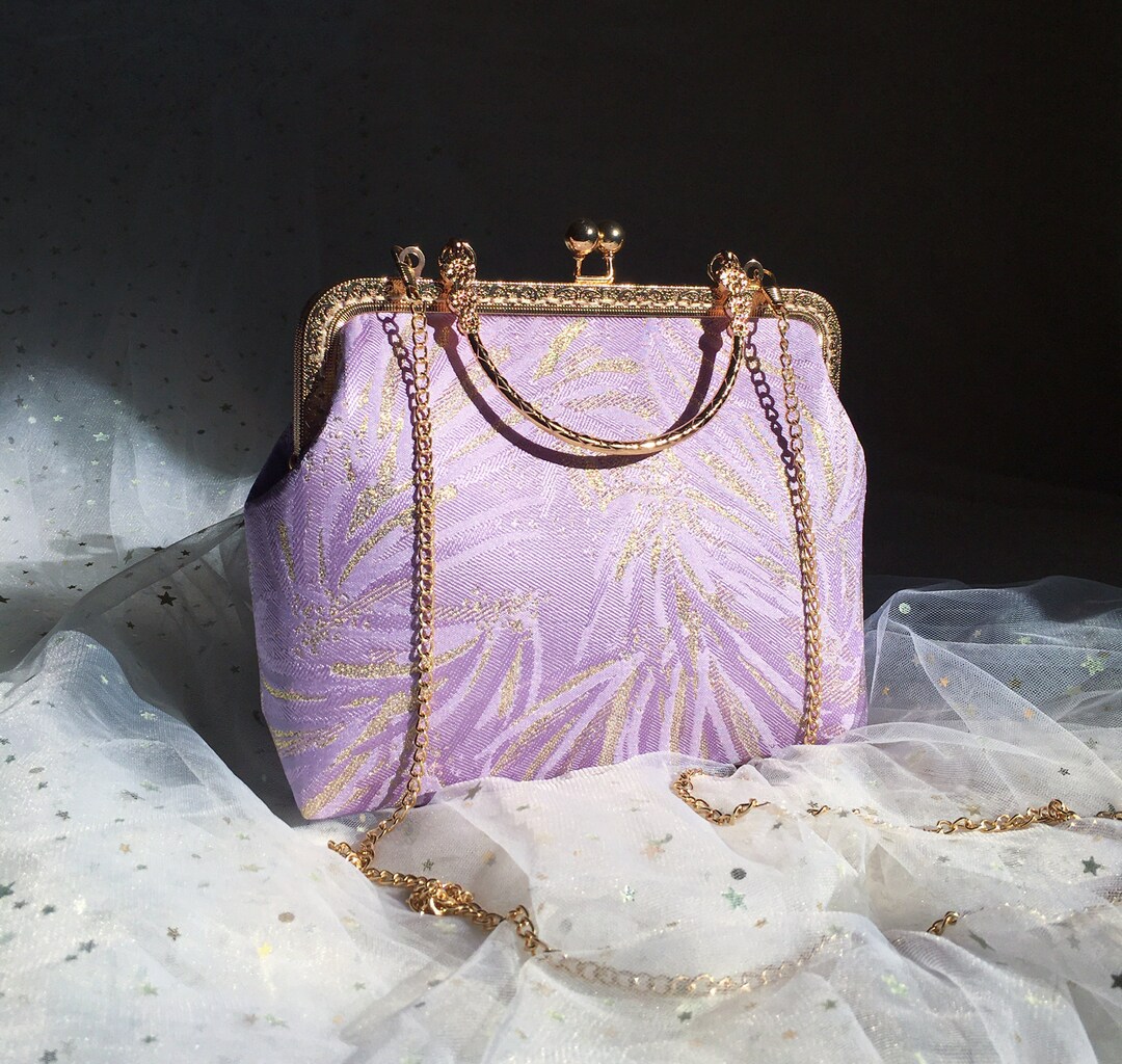 Clutch Bag Purple Gold Shoulder Bag Purple Evening Bag Etsy