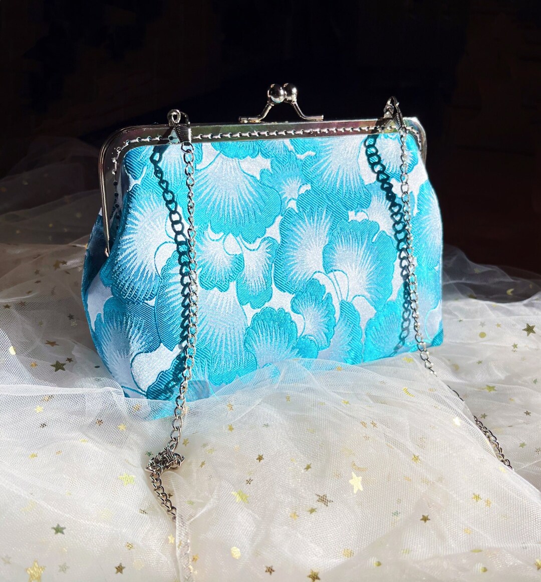 Blue Blue Clutch, Shoulder Bag, Women's Bag, White Blue Bag, Handmade ...