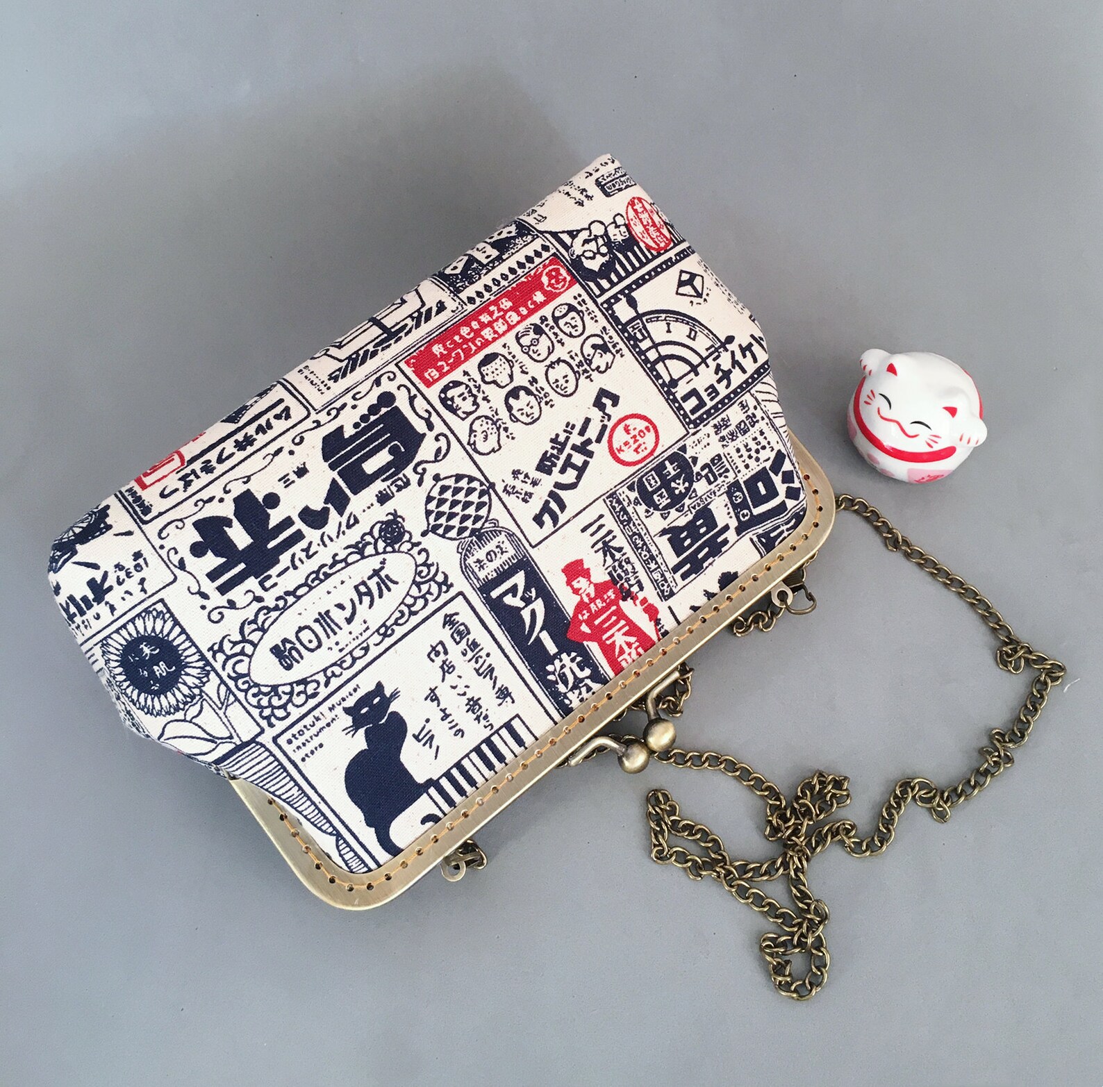 White Clutch Japanese Clutch Black White Shoulder Bag Etsy