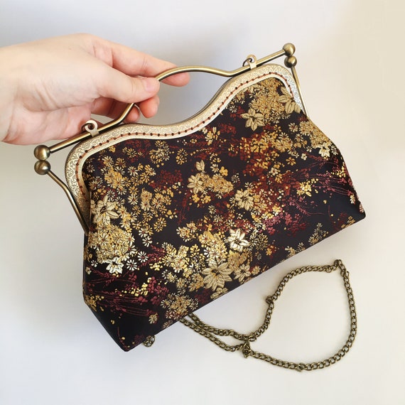Bronze Raw Silk Bag/purse, Button and Bow, Wedding, Evening, Gift - Etsy