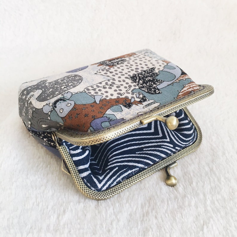 Dinosaur purse,Japanese wallet,Japanese purse,Hand sewn in dinosaur patterned cotton fabric image 6