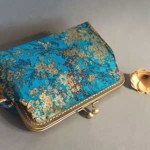 Clutch blue clutch handbag handmade shoulder bag with Chinese embroidered fabric