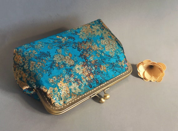 Clutch Blue Clutch Handbag Handmade Shoulder Bag With Chinese Embroidered Fabric Etsy
