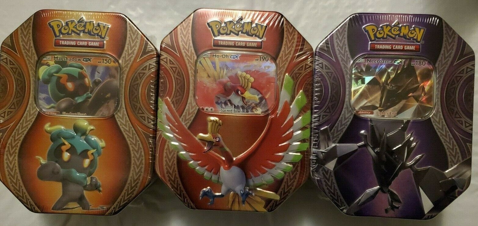 Pokémon TCG Mysterious Powers Tin Ho-Oh GX/Necrozma GX/Marshadow GX Lot - US