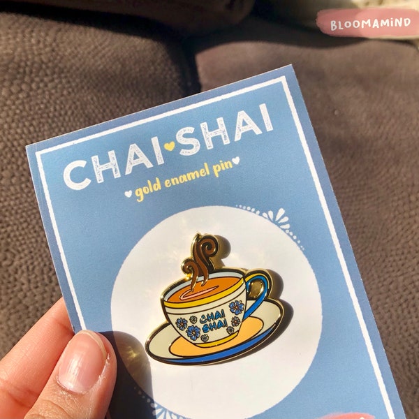 Tea Enamel Pin, Chai Pin, Chai Shai Pin Enamel, Desi Chai Pin, Gifts for Chai lovers, karak chai pin, Hard Enamel Pin, Tea Pin for Totes