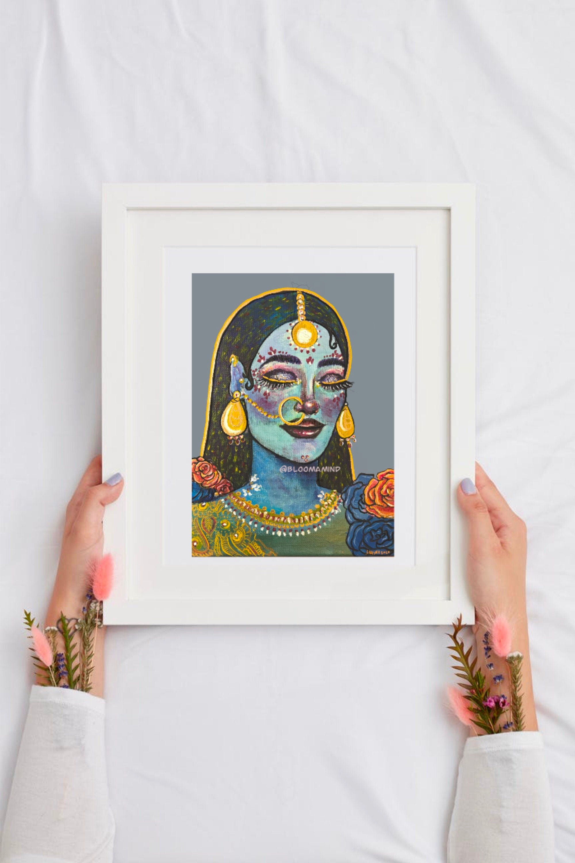 Art Print, Art d'asie Du Sud, Inspiré Dessi, Culturel, Poc, Brown Girl Art Mignon, Blue Autonomisati