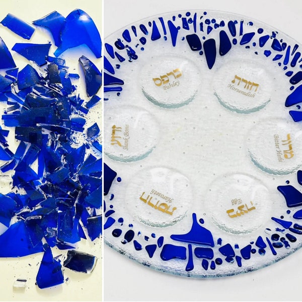 Personalized Seder Plate with your Wedding glass shards, Passover Plate, Jewish Wedding Gift, Gift for Couple, Judaica