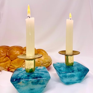 Shabbat-Kerzenständer mit Chuppahglas - Personalisiertes Jüdisches Hochzeitsgeschenk - Benutzerdefinierte Heirloom