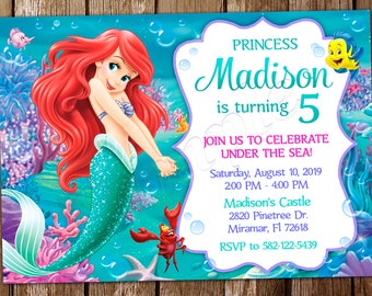 Ariel Invitation Etsy