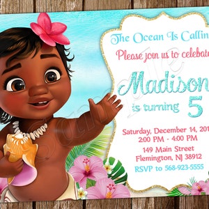 Baby Moana Invitation Baby Moana Birthday Baby Moana Party Etsy