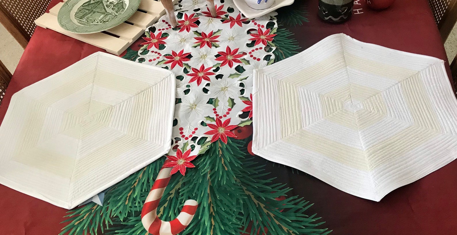 Placemats Large White Cream Lace Quilted Cotton New 4 Etsy