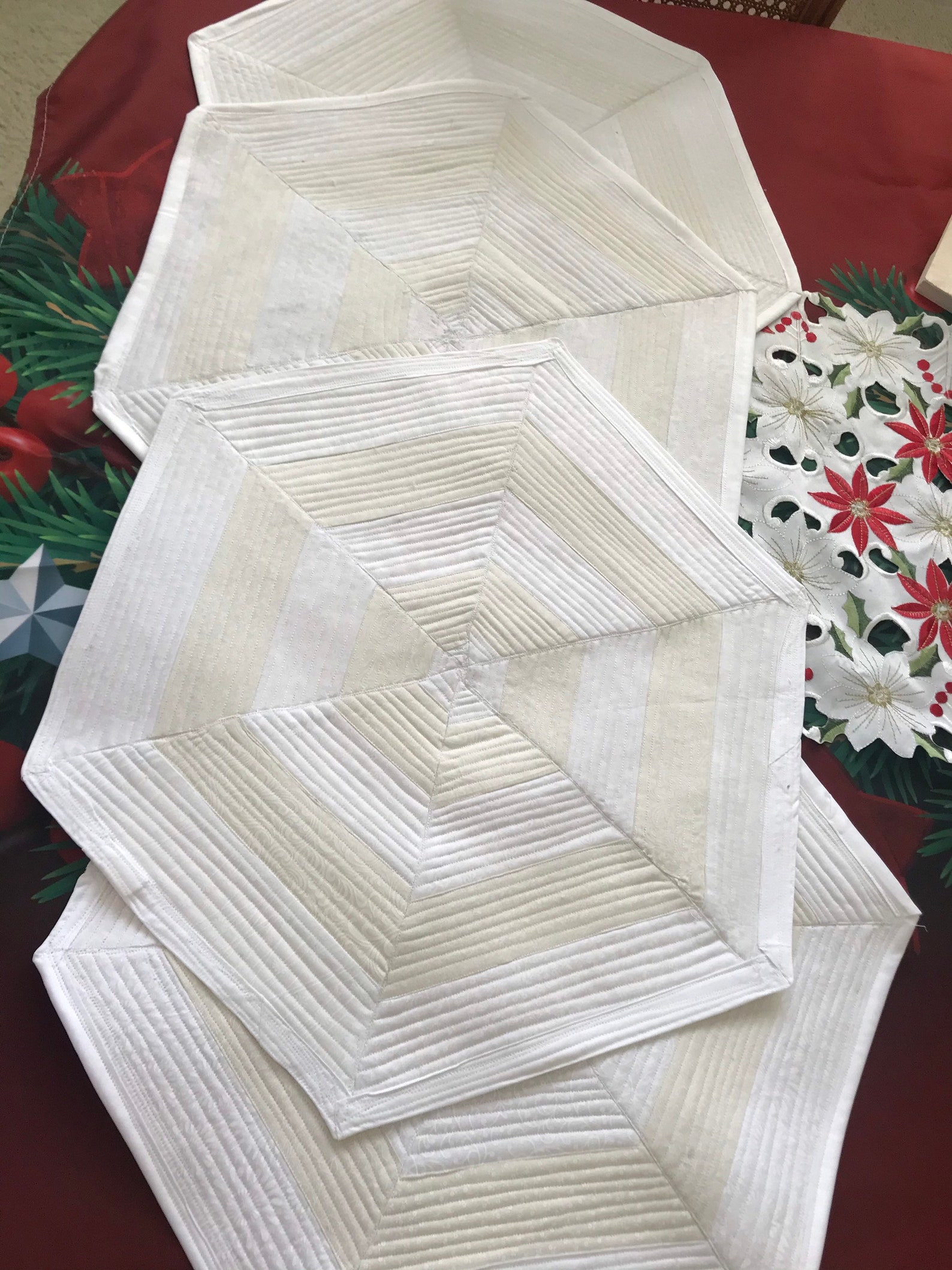 Placemats Large White Cream Lace Quilted Cotton New 4 Etsy