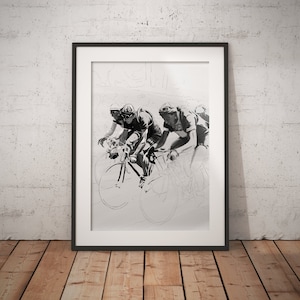 Gino Bartali Tour de France 1949, A4/A3 Giclee print of original illustration by Pasche Design