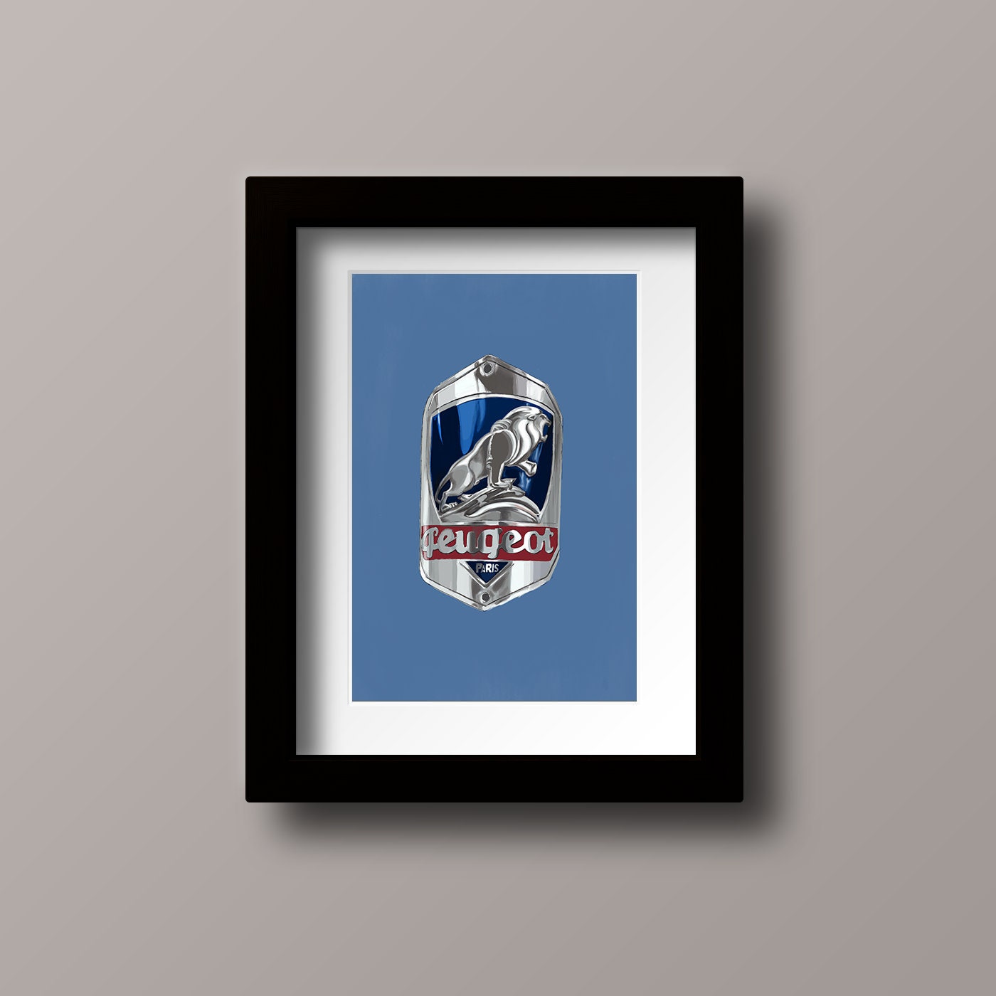 Vintage Peugeot Head Badge, A4/A3 Giclee Print of Original