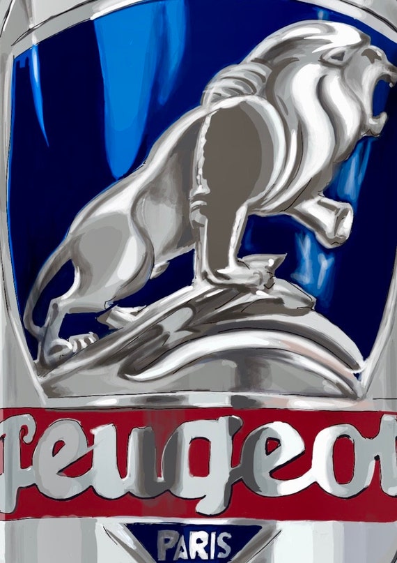 Vintage Peugeot Head Badge A4 A3 Giclee Print of Original