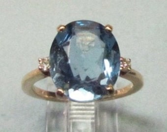 Blue Bayou 14 Karat Gold Topaz and Diamond Cocktail Ring (E)