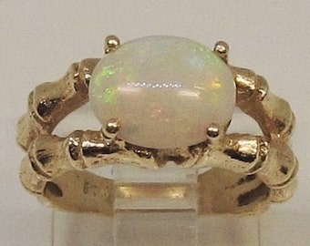 Opal Ring Set in 14Kt Gold “Bamboo” Setting (1074)