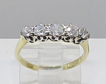 Five of a Kind Old Mine Diamond and 18 Karat English Gold Ring (E)