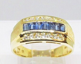 Sapphire and Diamond Ring/Band 14Kt Yellow Gold (1125)