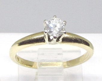 Diamond Solitaire Ring in Two Tone Gold Setting (612)