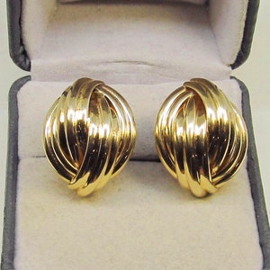 Fluted Dome Earrings with Posts and Omega Backs 14Kt Gold (1115)