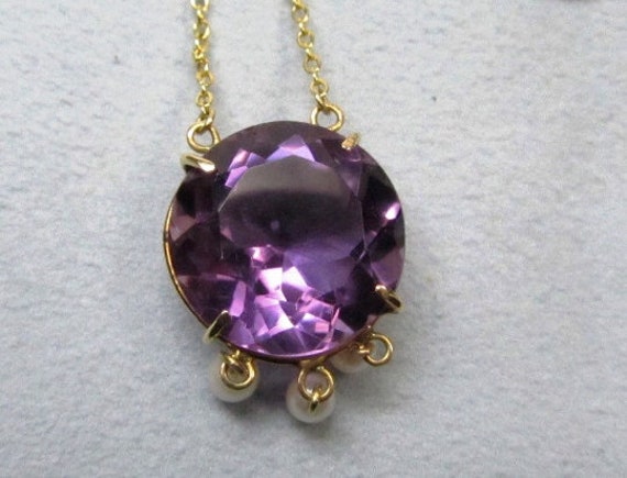 Purple Passion Amethyst and Pearl Pendant Necklac… - image 5