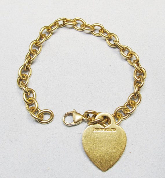 Tiffany & Co. Authentic Vintage 18 Karat Yellow Gold ID Bracelet with Heart Tag (779)